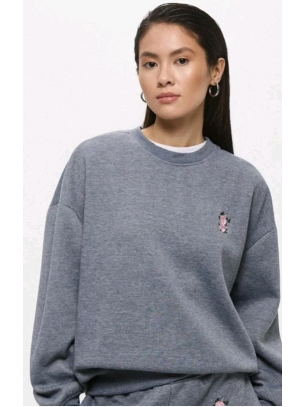 For Love & Lemons Sweatshirt Pullover Gray Oversized Crew Neck Women's Sz L